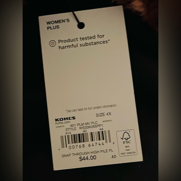 Women’s Sonoma NWT high pile sleeve snap closure jacket in size 4X - Picture 3 of 12